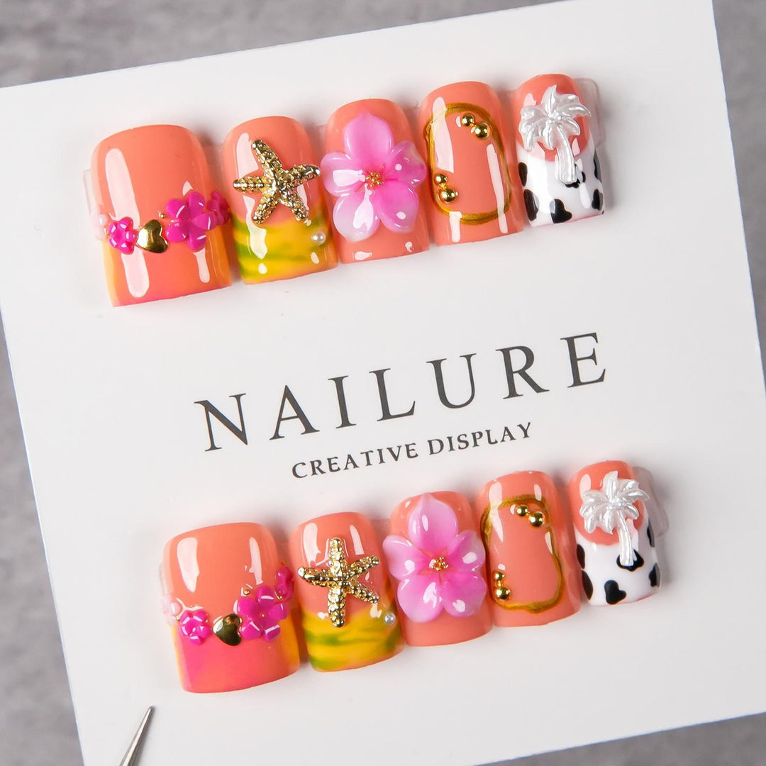 Blumen-Dekoration Press-On Nagelset