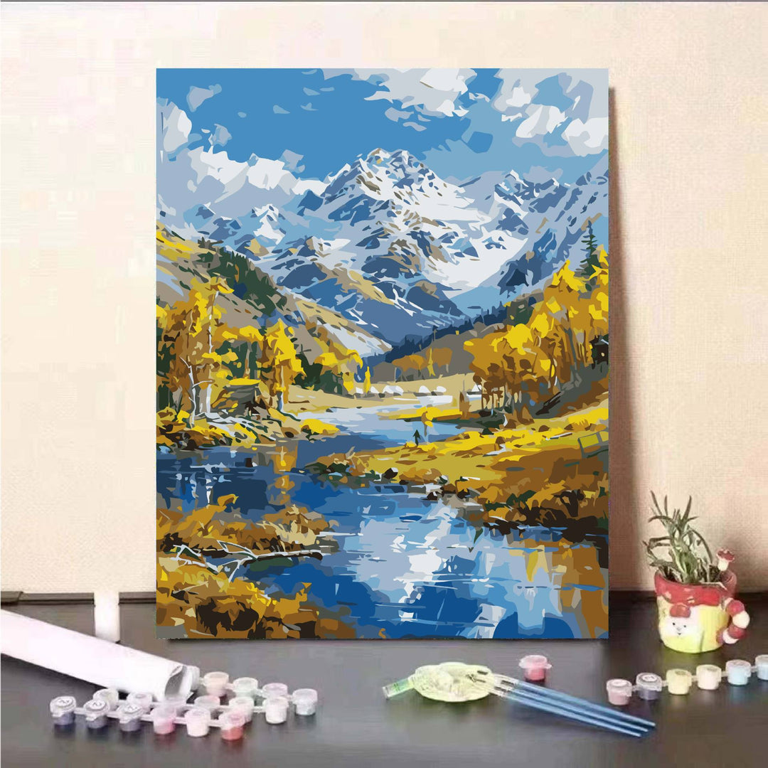 Scenic Mountain Lake Malen nach Zahlen Set Karnz