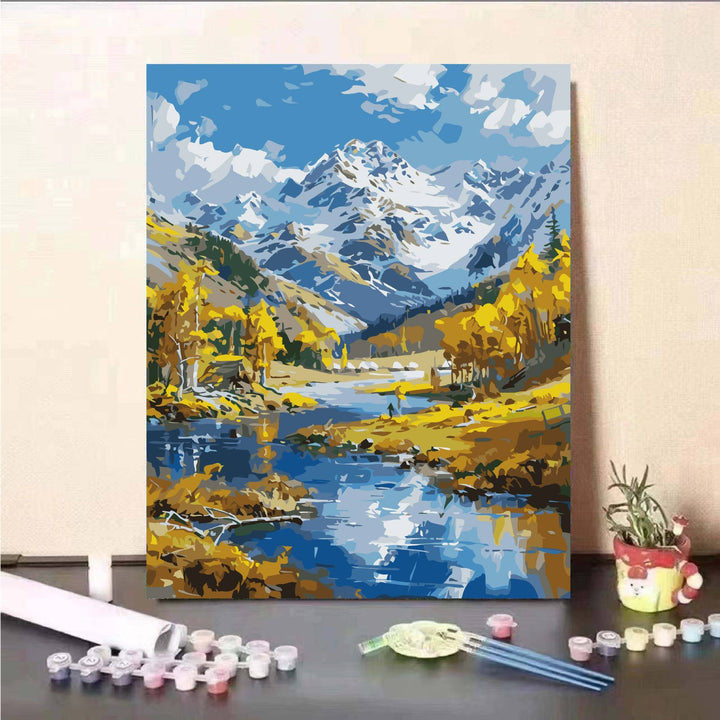 Scenic Mountain Lake Malen nach Zahlen Set Karnz