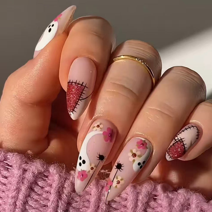 Kreatives Blumen- und Halloween-Themen-Nagelkunst-Set