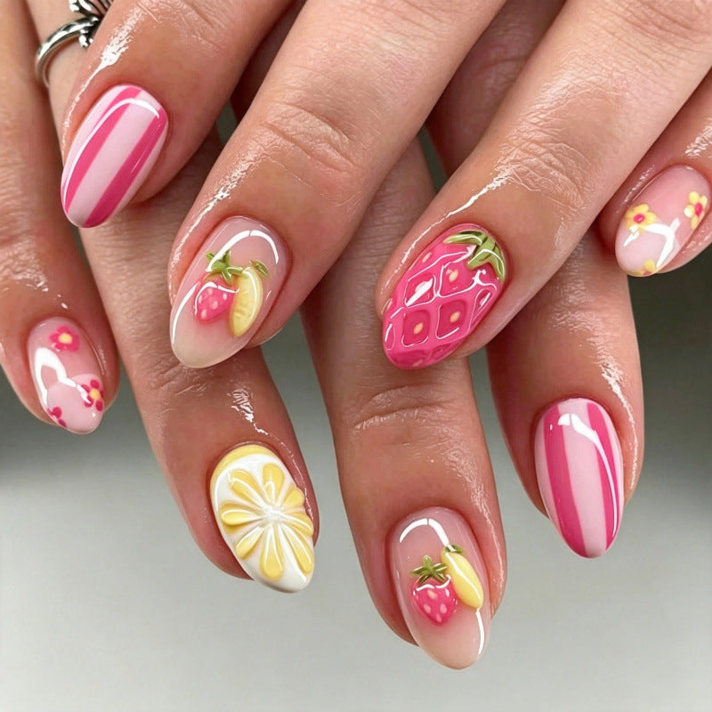 Kreatives von Früchten inspiriertes Press-On Nagelkunstset