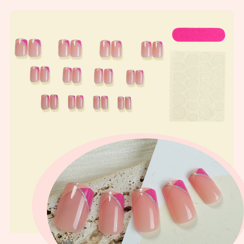 Dekoratives Press-On-Nagel-Set mit stilvollem geometrischem Design Karnz