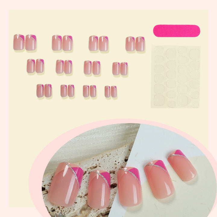 Dekoratives Press-On-Nagel-Set mit stilvollem geometrischem Design Karnz