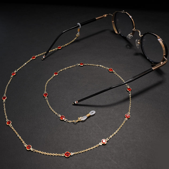 Elegante, mit Kristallen verzierte Brillen-Kette Karnz
