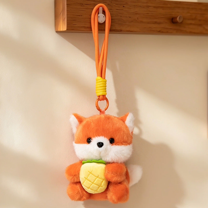 Plüsch Calico Katze Erdbeer Mini Taschenanhänger Schlüsselanhänger mit weichem Seilschlaufe & Metallclip Karnz