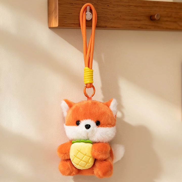 Plüsch Calico Katze Erdbeer Mini Taschenanhänger Schlüsselanhänger mit weichem Seilschlaufe & Metallclip Karnz