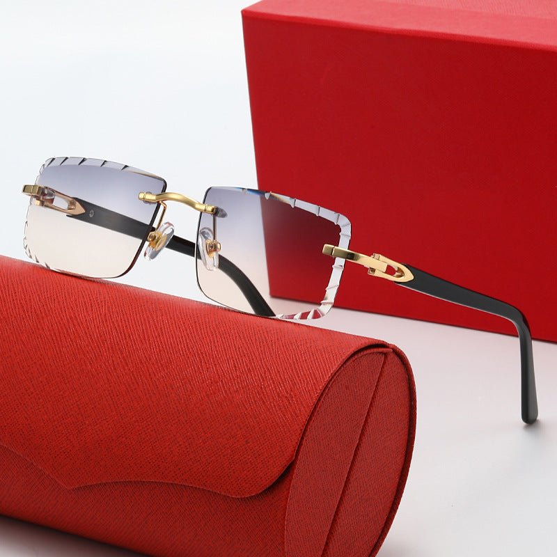 Damen modische quadratische Sonnenbrille mit goldenem Metallakzent und edlem Rahmen Karnz