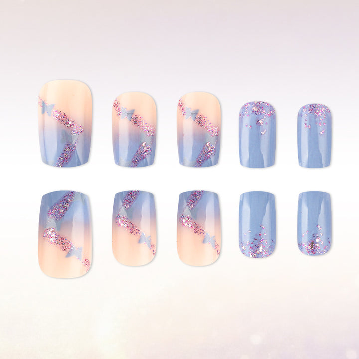 Künstlerische Glitzer Ombre Press-On Nägel Karnz