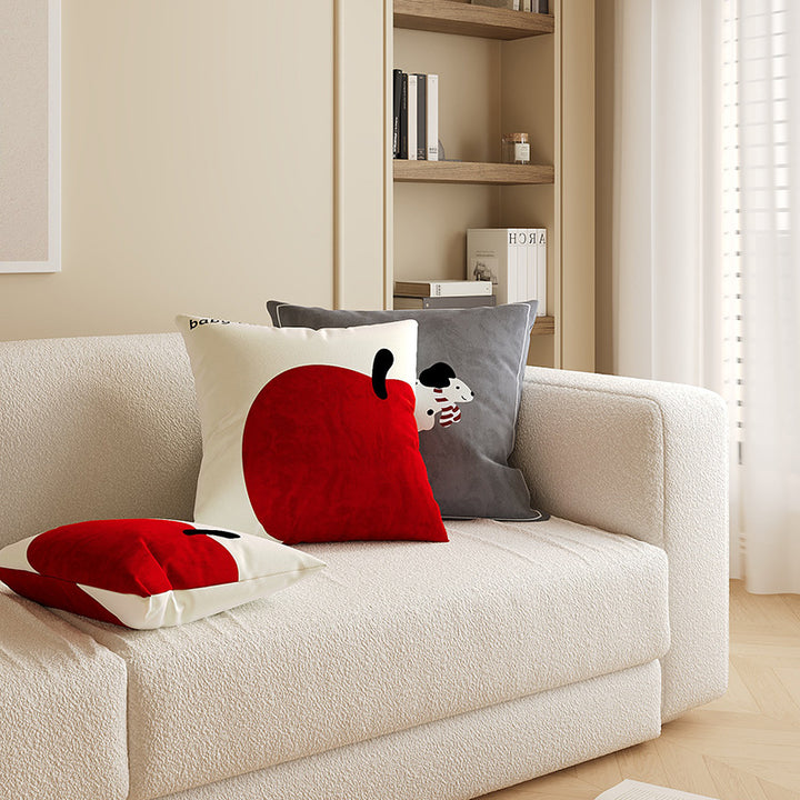 Minimalist Oversized Apple Graphic Linen-Blend Throw Pillow Cover with Hidden Zipper