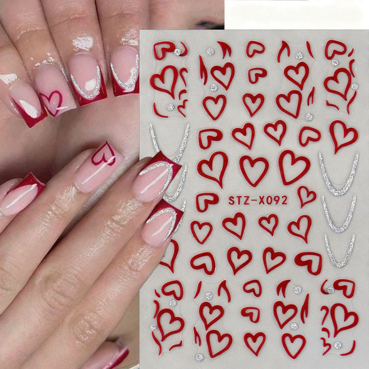 Herzförmige Nagelkunst Aufkleber