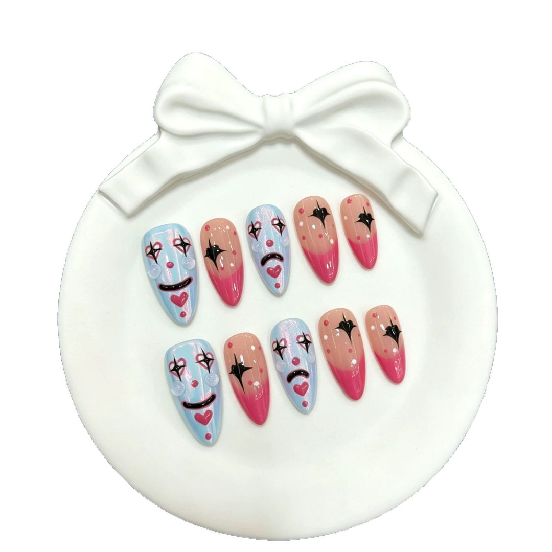 Kreatives Clown-inspiriertes Press-On Nägel Set