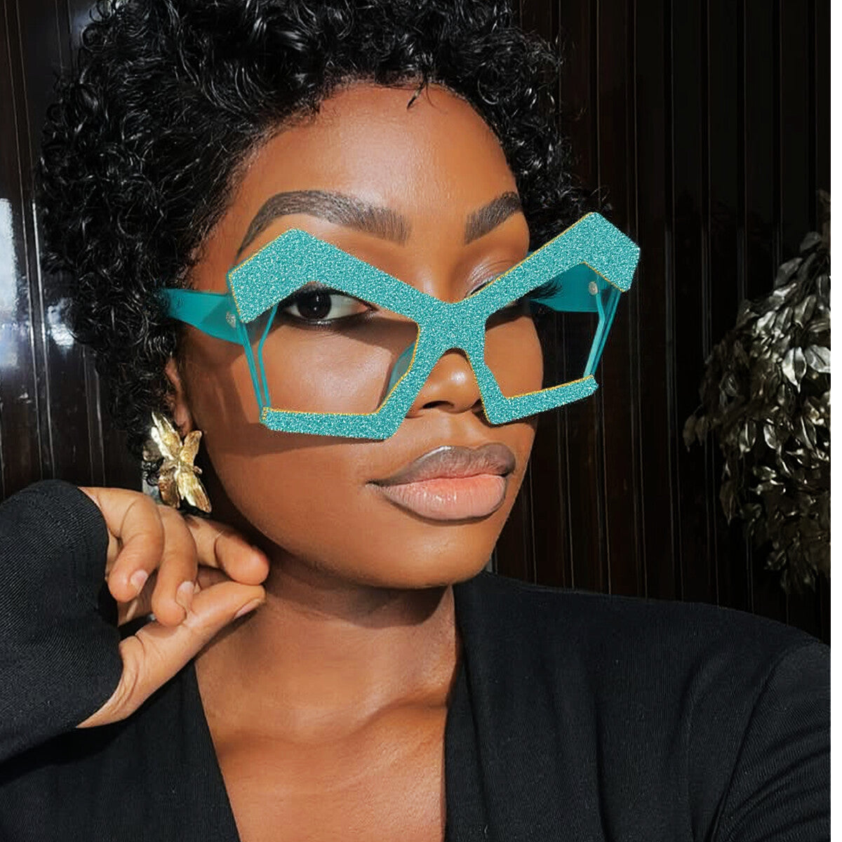 Damen Funkelnde Cat-Eye-Sonnenbrille mit extravagantem Strassrahmen Karnz
