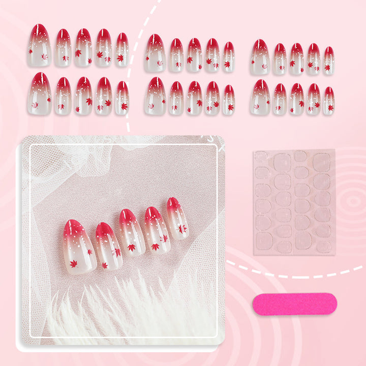 Künstlerisches Ombre Blatt Press-On Nagelset Karnz