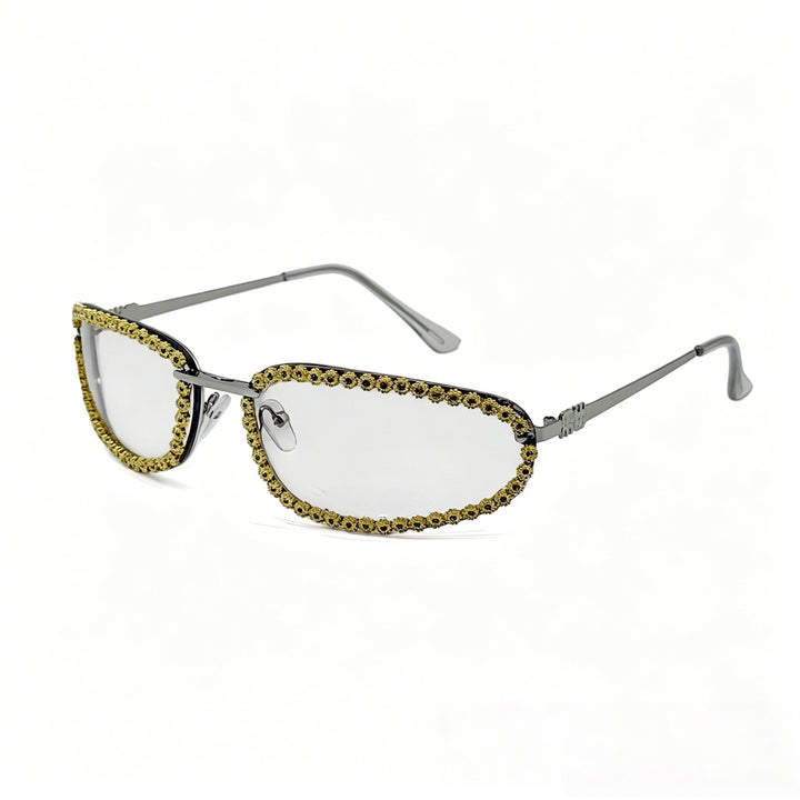 Damen modische Sonnenbrille mit funkelndem Strassbesatz Karnz