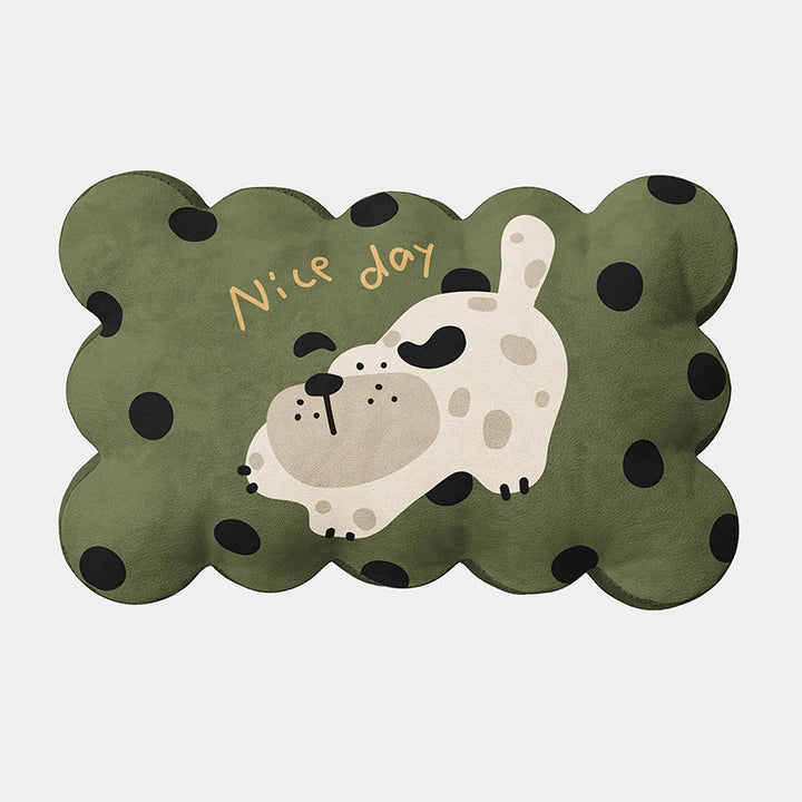 Plush Orthopedic Pet Bed Mat with Cartoon Dog Print