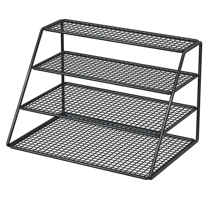 Vierstufiger Mesh-Desktop-Schuhorganisator mit geneigtem Gestell