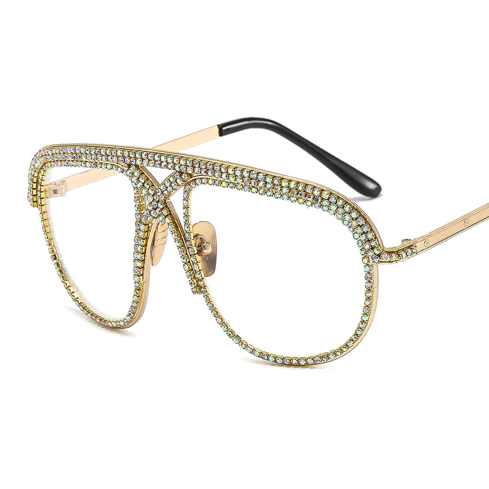 Damen eleganten Sonnenbrille mit glitzerndem Rahmen und gradienten Gläsern Karnz