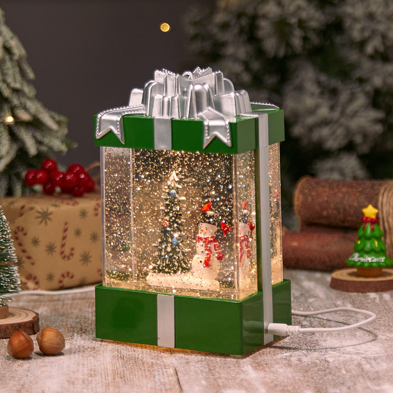 Beleuchtete Weihnachtslaterne mit Schnee- und Weihnachtsmotiv Karnz