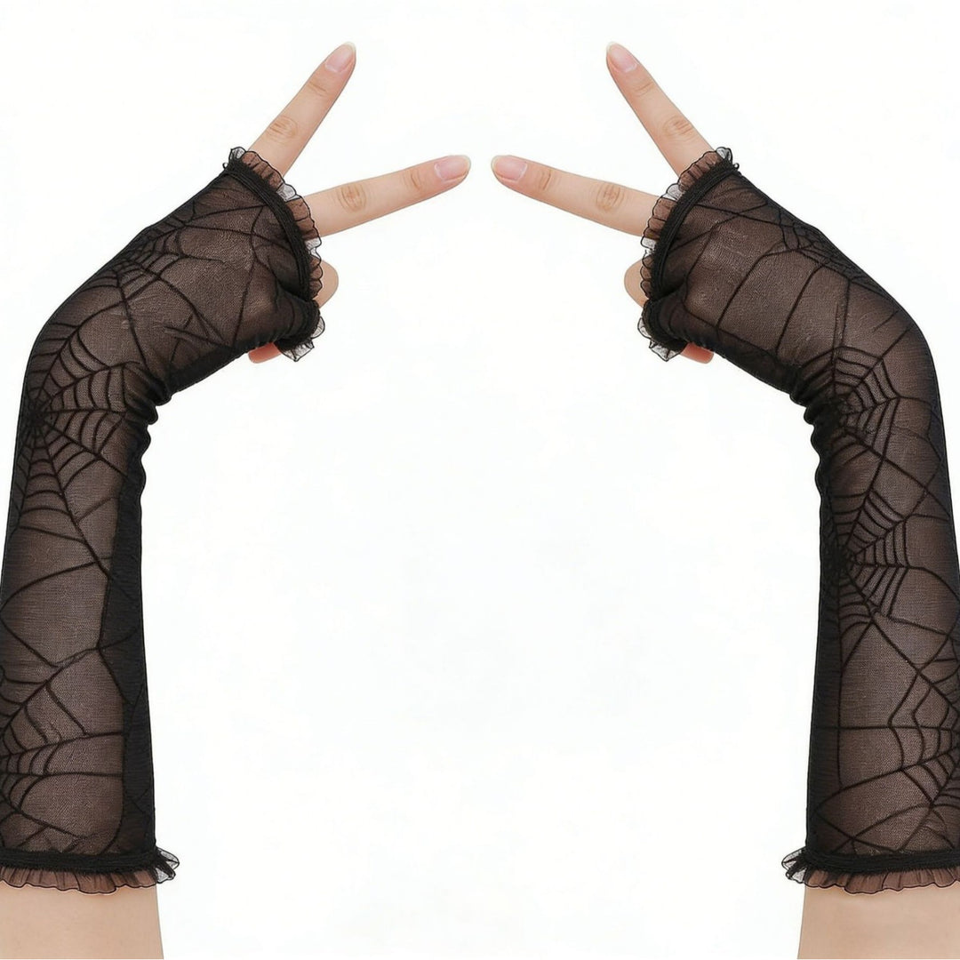 Halloween Handschuhe mit Spinnenmuster