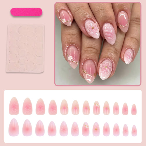 Kunstnagelset mit zarten Blüten- und Ombre-Designs Karnz