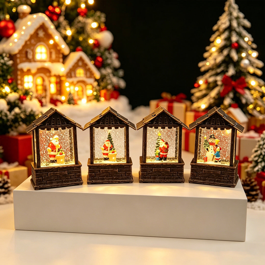 Weihnachtslaterne mit Schneekugel und LED-Beleuchtung Karnz