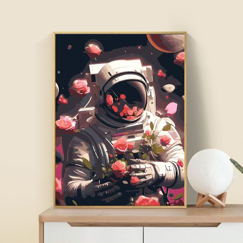 Astronaut Blumen Kunst Druck Karnz