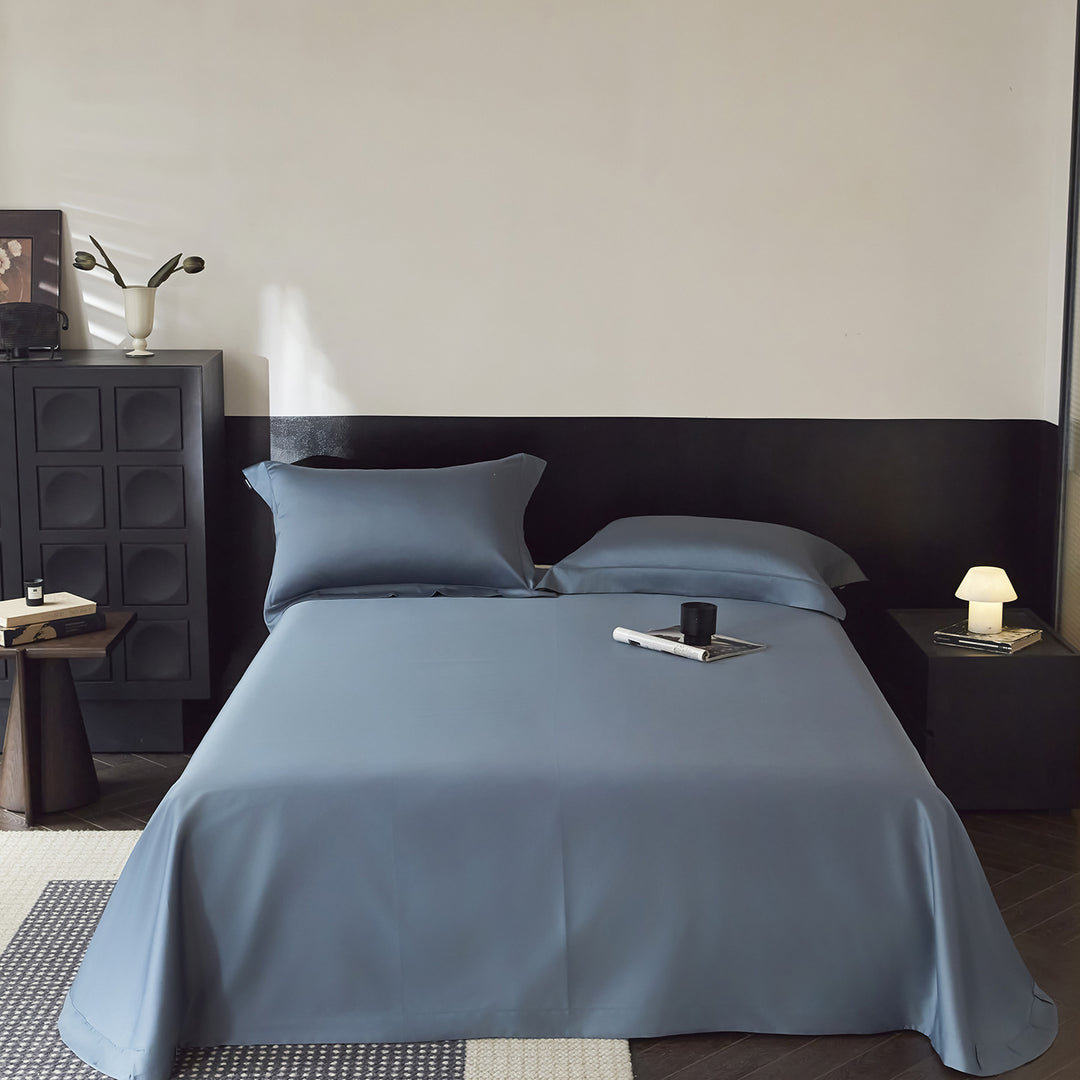 Hotel-Stil Langstapel-Baumwoll-Percale Bettlaken-Set mit tiefem Spannbettlaken und Oxford-Kissenbezügen