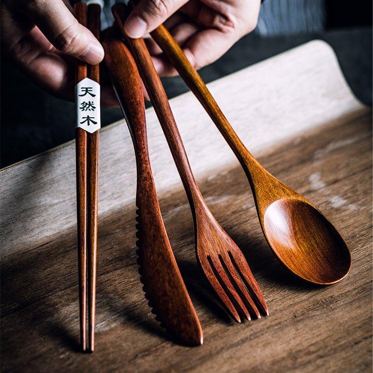 Japanischer schlichter Stil Holzbestecksets | Karnz
