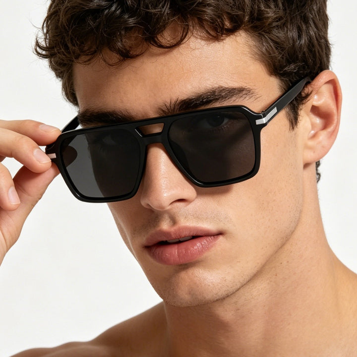 Damen quadratische Sonnenbrille mit elegantem transparentem Rahmen Karnz