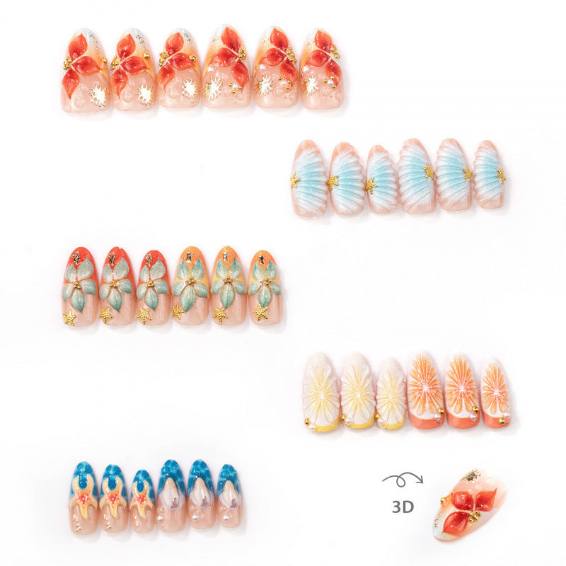 Dekorative 3D Blumen Press-On Nagelkunst