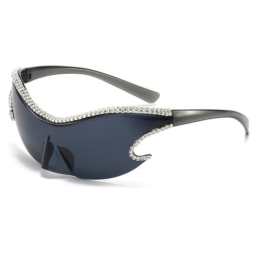 Damen Glamouröse Sonnenbrille mit funkelndem Strassbesatz Karnz