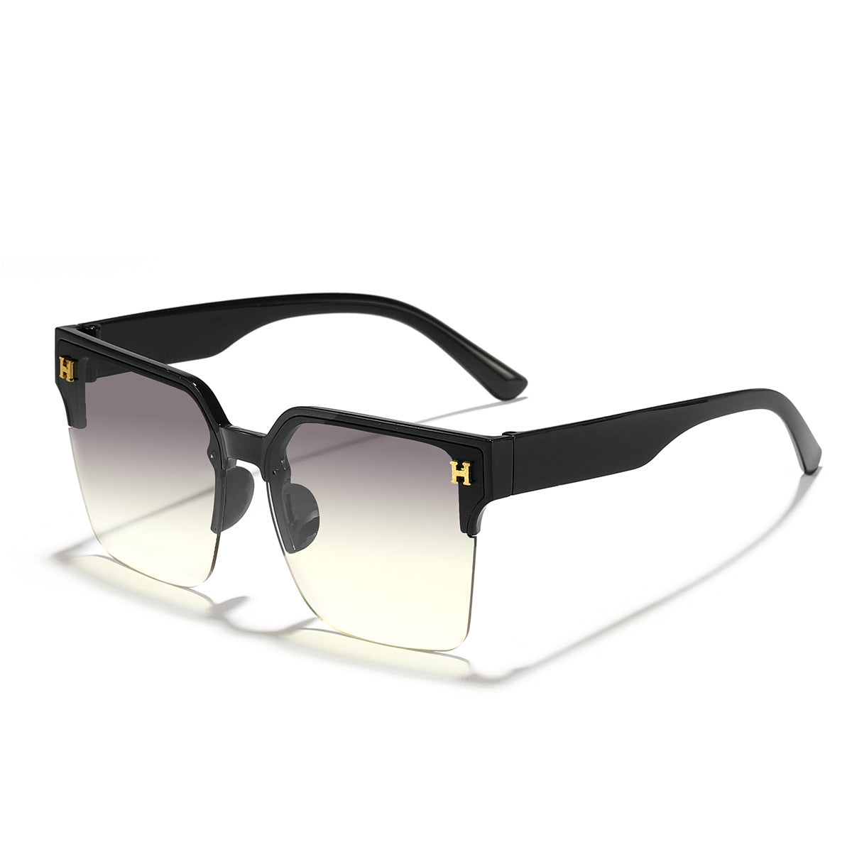 Damen moderne quadratische Sonnenbrille mit transparentem Rahmen Karnz