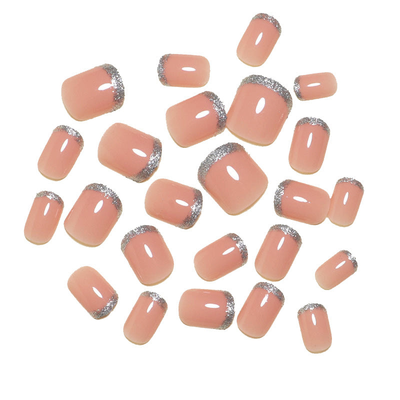 Sparklinierende French Tip Press-On Nägel Karnz