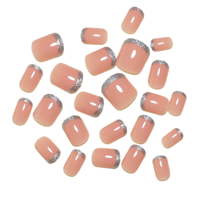 Sparklinierende French Tip Press-On Nägel Karnz