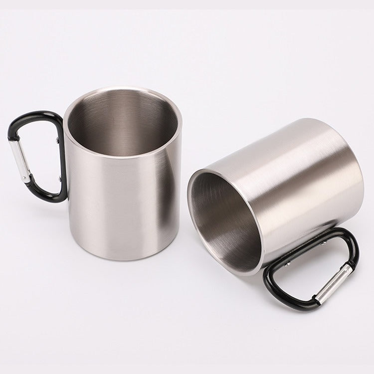 Damen Edelstahl Kaffee-Becher mit Karabiner Griff Karnz