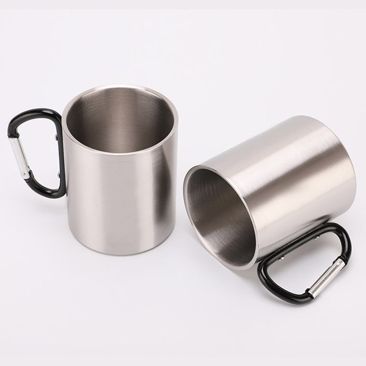 Damen Edelstahl Kaffee-Becher mit Karabiner Griff Karnz