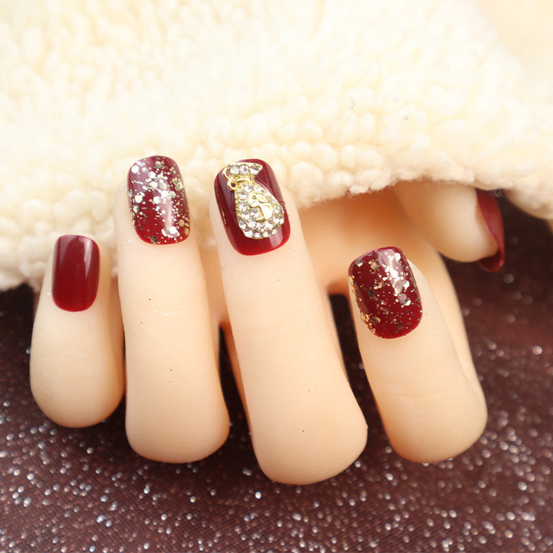 Dekoratives, mit Glitzer verziertes Press-On-Nagelset