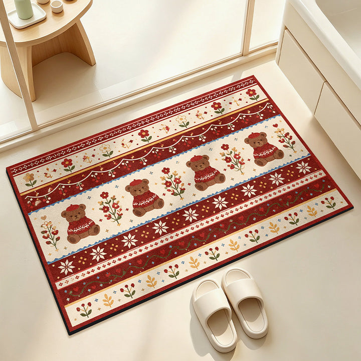 Weicher floral gemusterter Badezimmerteppich