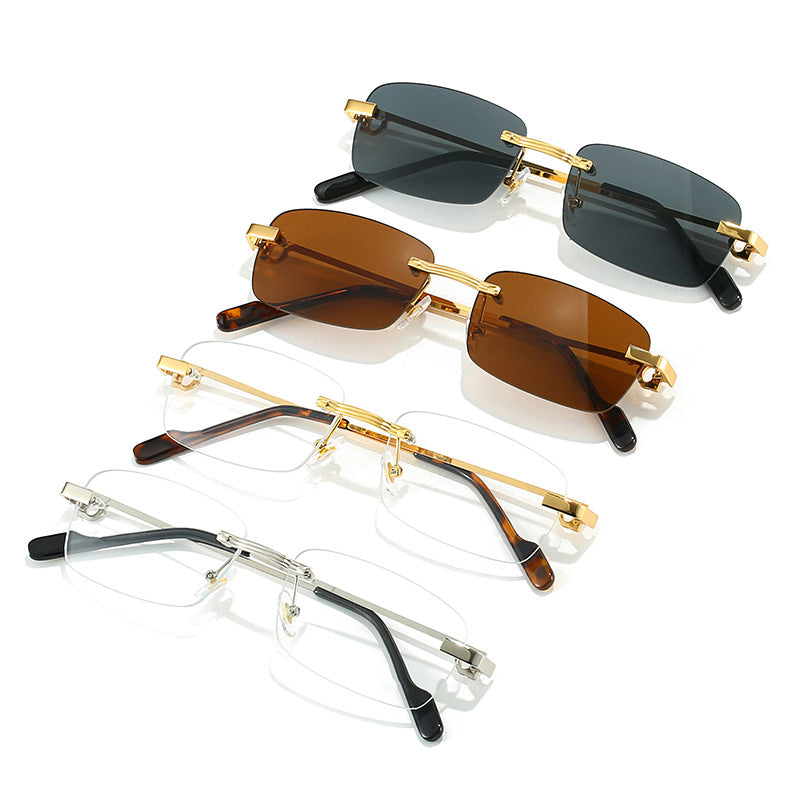 Damen modische rechteckige Sonnenbrille mit filigranem Metallrahmen Karnz