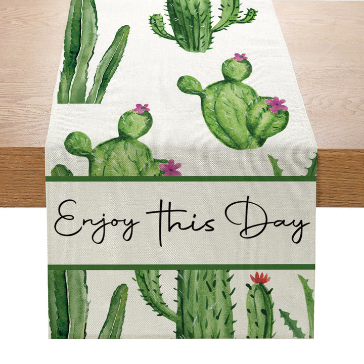 Leinen-Textur Aquarell Eukalyptus Rechteck Tischläufer