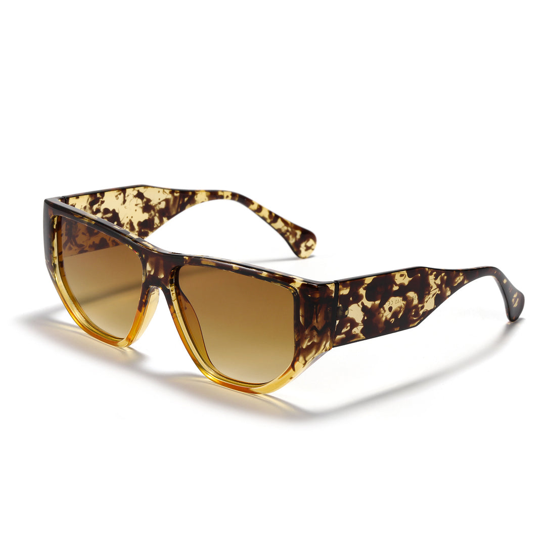 Damen trendige quadratische Sonnenbrille mit modernem tortoise Muster Karnz