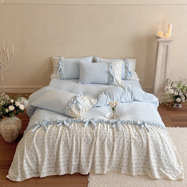 Romantisches Rüschiges Bettwäsche-Set im Vintage-Stil