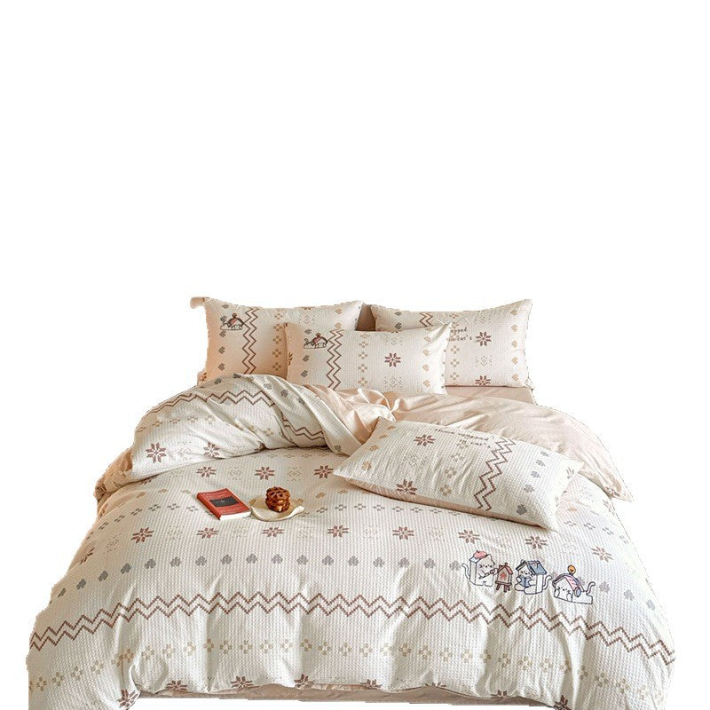 Gesteppt Baumwollsatin Tumble Kitten Druck Komforter und Kissenbezug Set