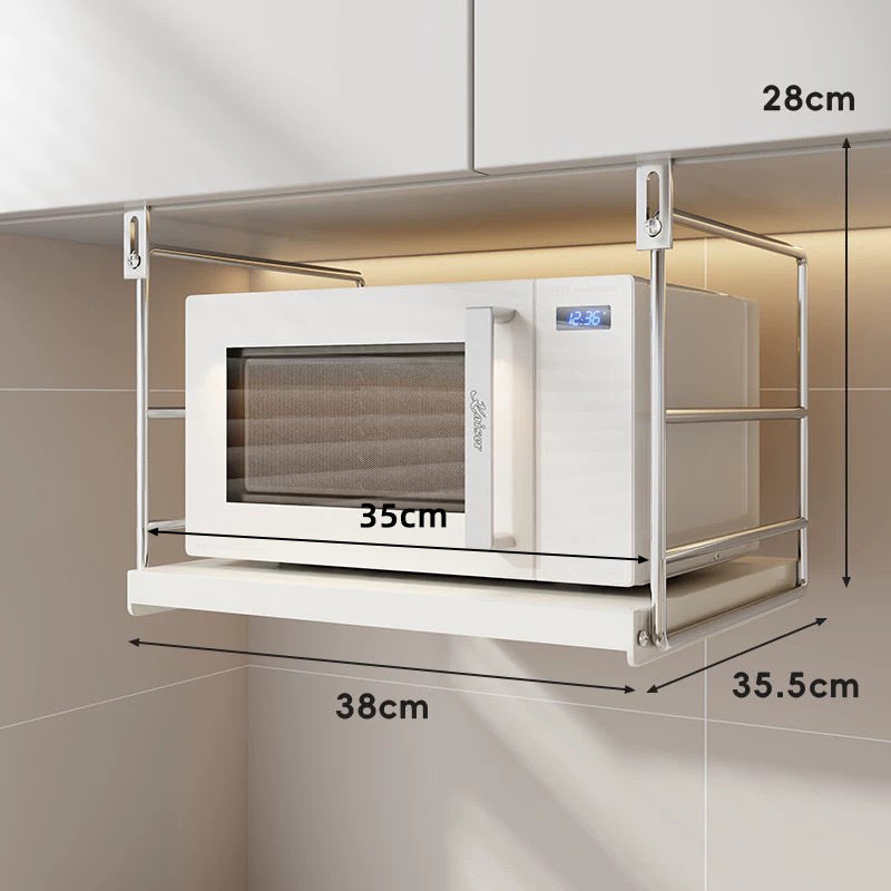 Unterbau Edelstahl Mikrowellenregal mit Schublade und verstellbaren Haken