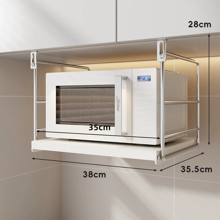 Unterbau Edelstahl Mikrowellenregal mit Schublade und verstellbaren Haken