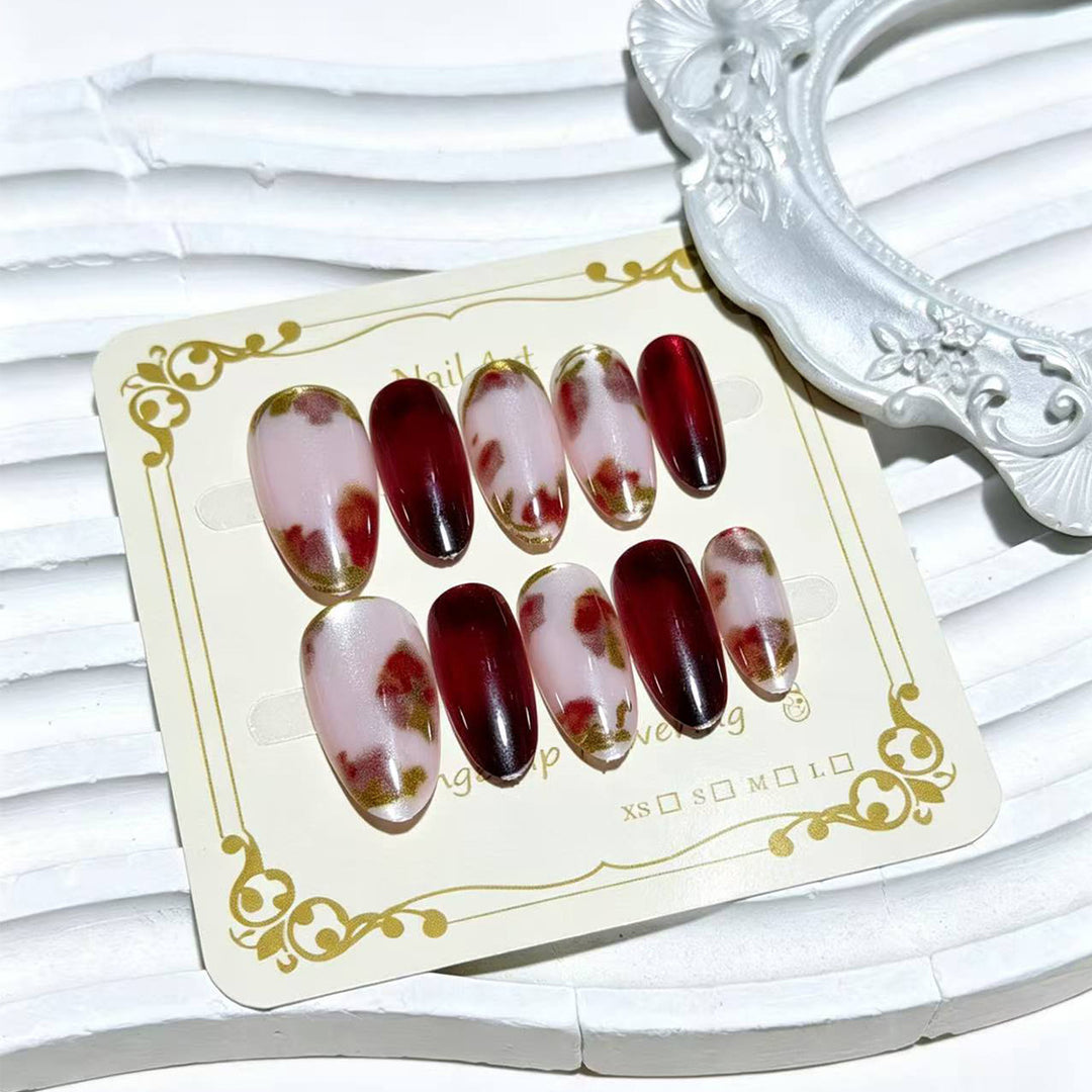 Premium Decorative Floral Press-On Nail Art Karnz