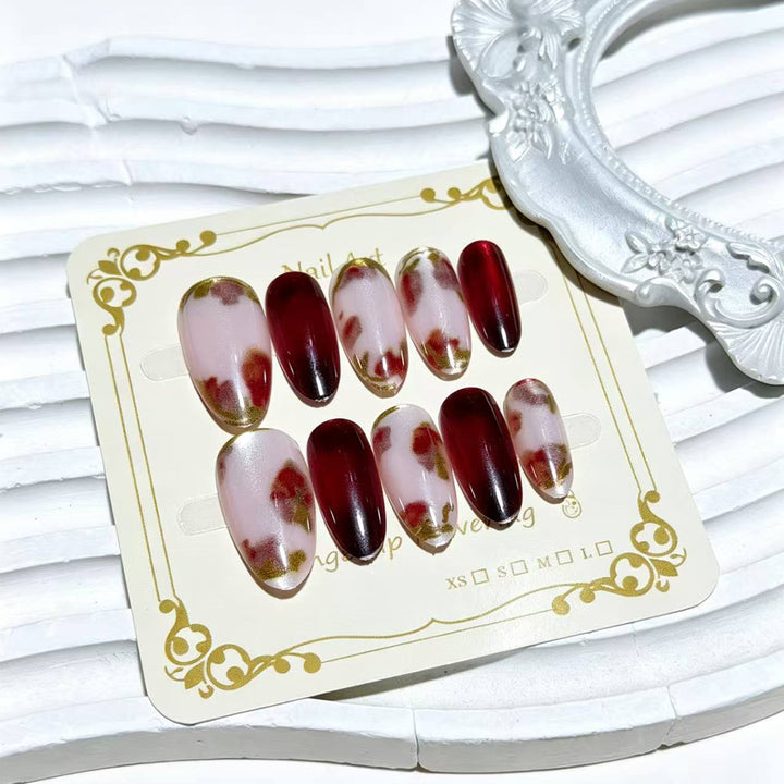 Premium Decorative Floral Press-On Nail Art Karnz