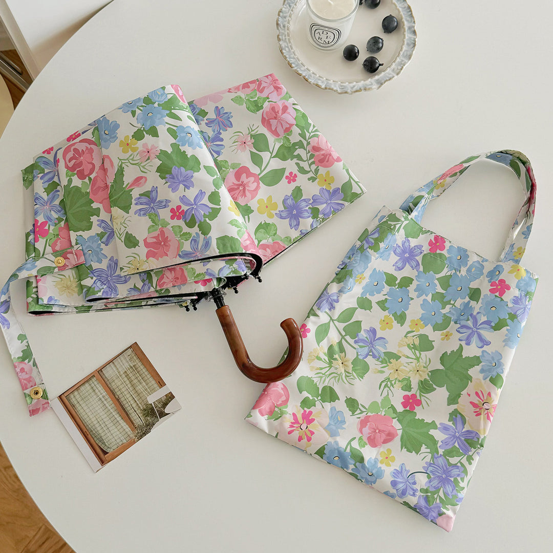 Damen Faltbarer Regenschirm mit exquisitem floralen Design Karnz