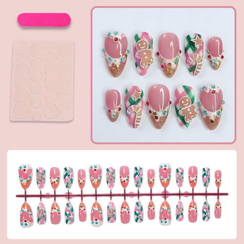 Kunstnagelset mit festlichen Weihnachtsmotiven und Glitzerakzenten Karnz