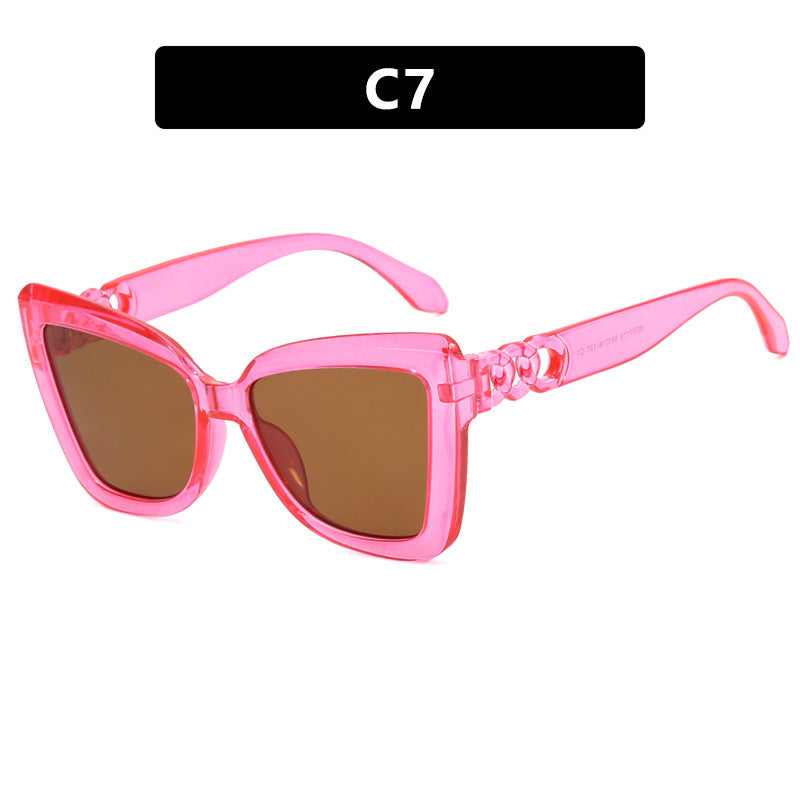Damen trendige Katzenaugen-Sonnenbrille mit raffiniertem Muster Karnz